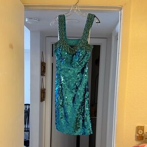 Sparkling Teal Sequin Dress